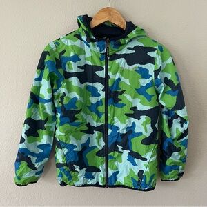 Columbia Reversible Kids Windbreaker Blue/Green Camouflage M (10-12)